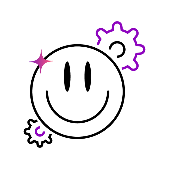 Single Creative Services Agency - smiley face with gears ongoing support service icon